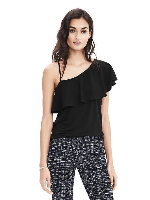 Banana Republic Womens Off The Shoulder Ruffle Top - Black