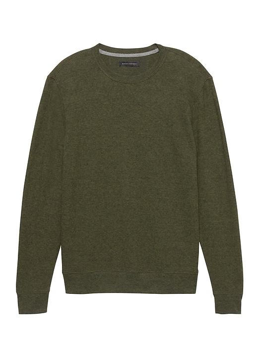 Banana Republic Mens Brushed Waffle-knit Crew-neck T-shirt Heather Olive Green Size Xxs