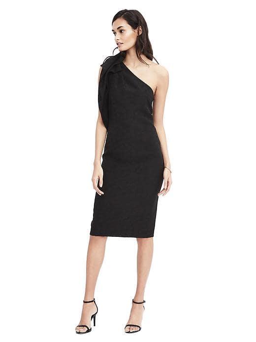 Banana Republic Womens One Shoulder Bow Dress - Black