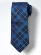 Banana Republic Mens Tartan Silk Nanotex Tie - Blue Whale