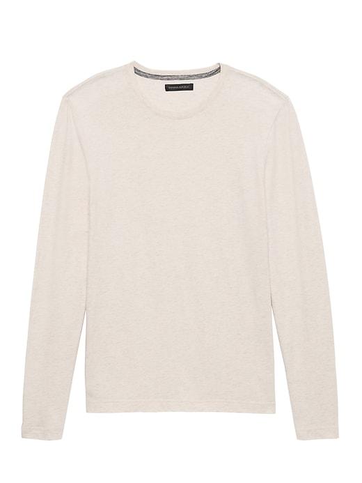 Banana Republic Mens Soft-wash Crew-neck T-shirt Oatmeal Heather Size S