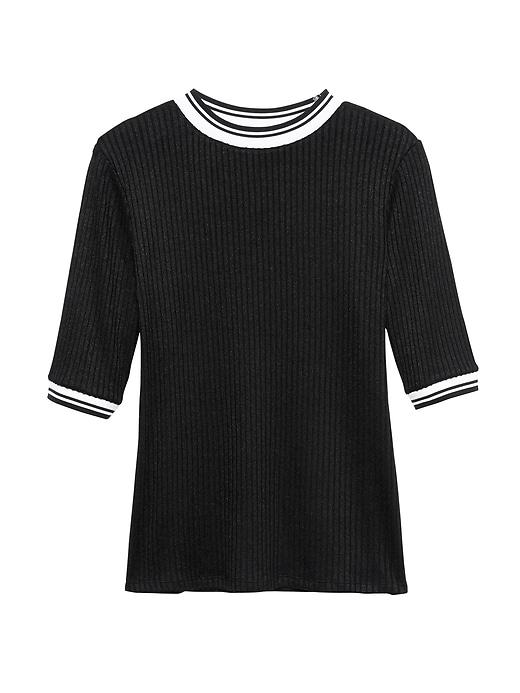 Banana Republic Womens Ribbed Luxespun Ringer T-shirt Black Size Xs