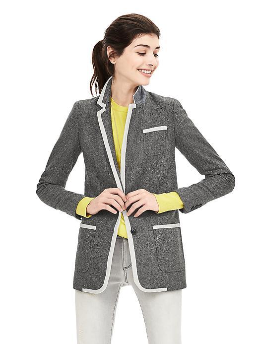 Banana Republic Piped Gray Hacking Jacket Size 0 Petite - Grey Area
