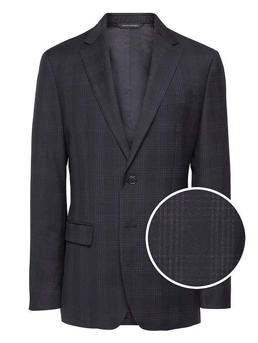 Banana Republic Mens Slim Navy Plaid Italian Wool Suit Jacket Navy Size 38
