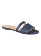 Banana Republic Womens Double-strap Slide Indigo Snake Effect Leather Size 7 1/2