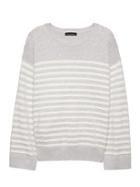 Banana Republic Womens Washable Merino Wool Blend Mariner Stripe Sweater Heather Light Gray Size S