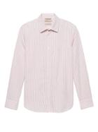Banana Republic Mens Heritage Grant Slim-fit Italian Cotton Shirt Red Stripe Size L