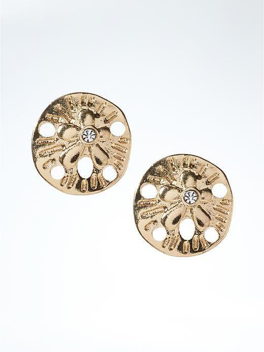 Banana Republic Sea Life Sand Dollar Earrings - Gold