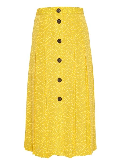 Banana Republic Japan Exclusive Leaf Print Pleated Midi Skirt