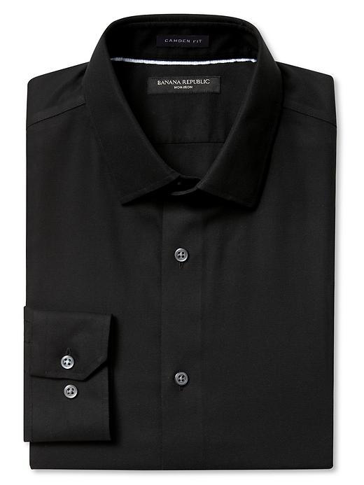 Banana Republic Mens Camden Fit Non Iron Solid Shirt Size L Tall - Black