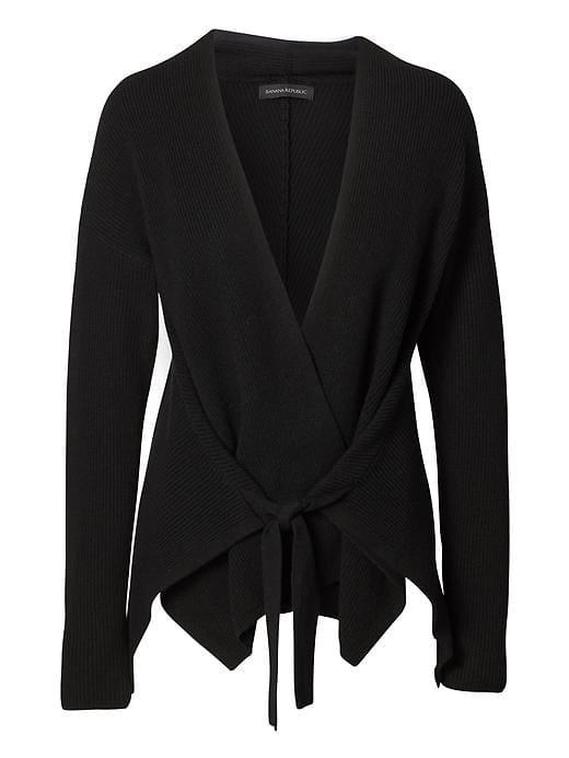 Banana Republic Womens Cotton Blend Tie Waist Cardigan - Black