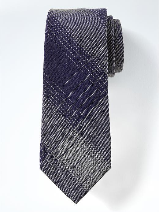 Banana Republic Mens Ombre Plaid Nanotex Tie - Navy