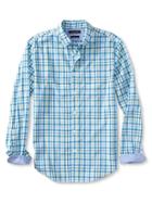 Banana Republic Mens Grant Fit Blue 120s Supima Cotton Shirt Size L Tall - Blue Combo