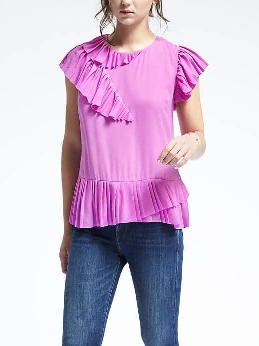 Banana Republic Pleat Peplum Tank - Neon Violet