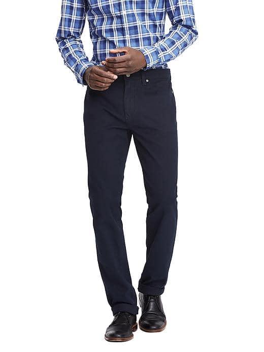 Banana Republic Mens Straight Stretch Chino Pant - Navy