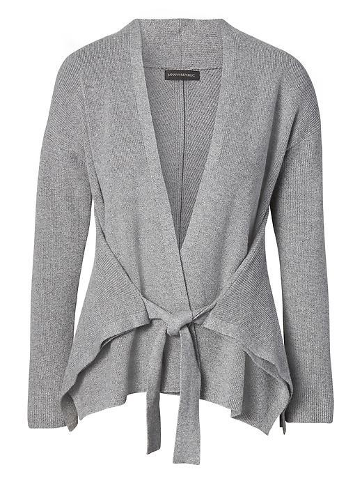 Banana Republic Womens Cotton Blend Tie Waist Cardigan - Heather Gray