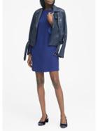 Banana Republic Womens Ruffle-cuff Button-back Dress Ocean Blue Size 10