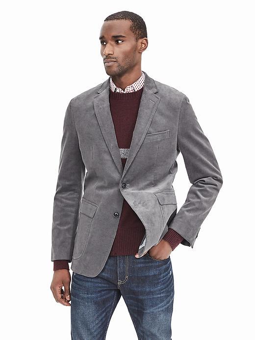 Banana Republic Mens Modern Slim Corded Blazer Size 42 Long - Dark Charcoal