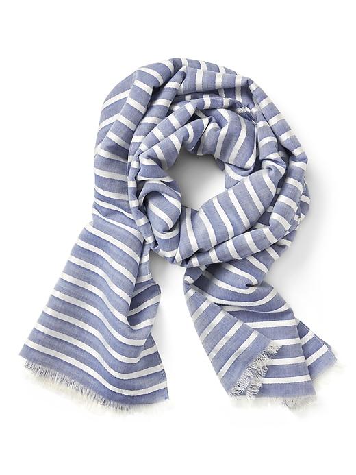Banana Republic Womens Stripe Rectangular Scarf Chambray Blue Size One Size