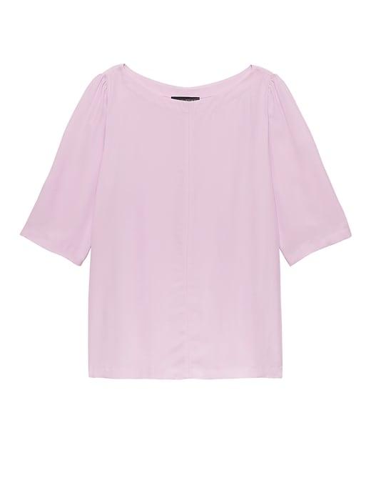 Banana Republic Womens Tencel Blend Elbow-sleeve Top Lilac Size Xl