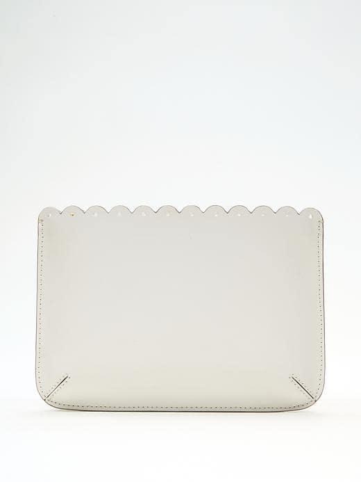 Banana Republic Womens Scalloped Flat Pouch - White