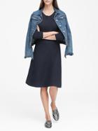 Banana Republic Womens Petite Button-shoulder Sweater Dress Navy Blue Size Xs