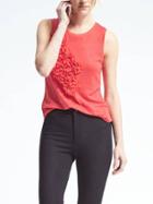 Banana Republic Womens Embellished Linen Tank - Bright Coral
