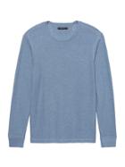 Banana Republic Mens Waffle-knit Cotton-modal Crew-neck T-shirt Light Blue Shadow Size Xs