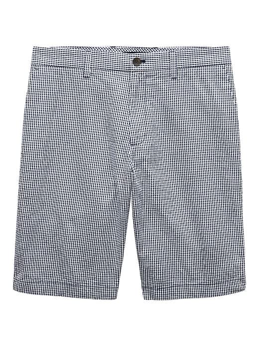 Banana Republic Mens 11 Seersucker Emerson Straight Gingham Short Niagara Navy Size 26w