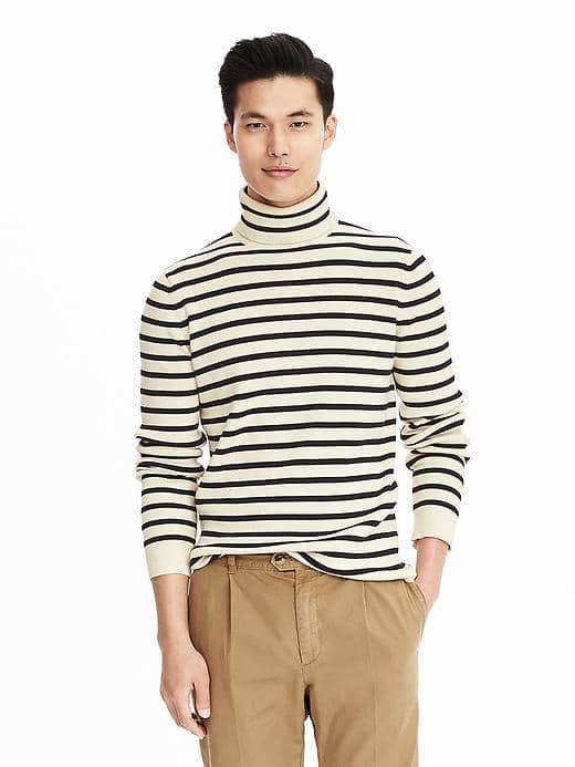 Banana Republic Heritage Stripe Turtleneck - Transition Cream