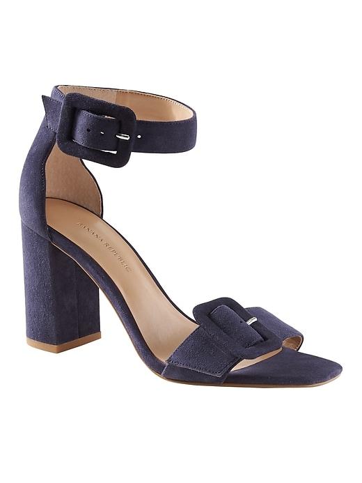 Banana Republic Womens Buckle Block-heel Sandal Navy Size 5