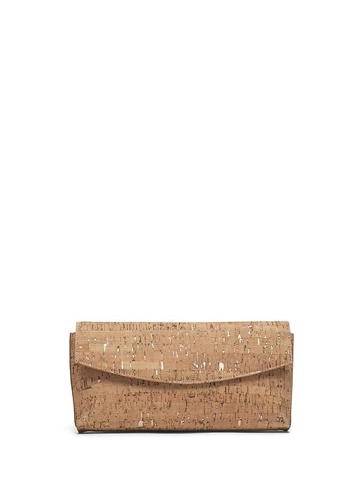 Banana Republic Womens Cork Small Foldover Clutch Natural Size One Size