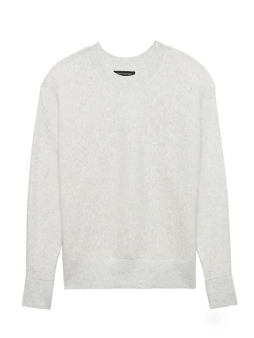 Banana Republic Womens Stretch-cotton Ribbed Dolman-sleeve Sweater Heather Light Gray Size M