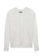 Banana Republic Womens Stretch-cotton Ribbed Dolman-sleeve Sweater Heather Light Gray Size M