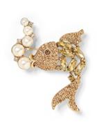 Banana Republic Womens Jeweled Fish Brooch Gold Size One Size