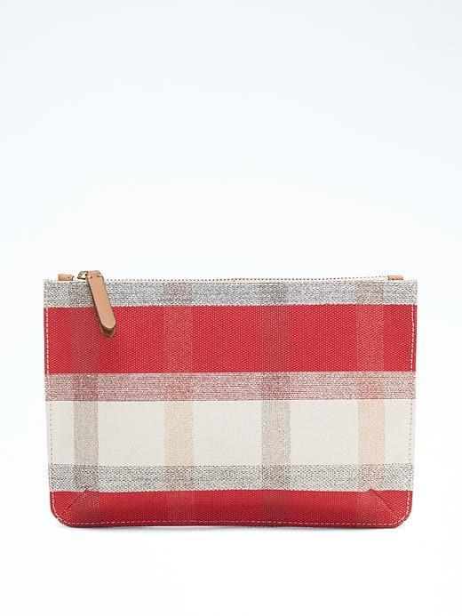 Banana Republic Plaid Medium Pouch - Spicy Cayenne