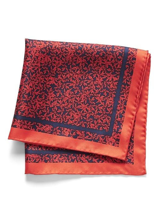 Banana Republic Mens Floral Border Silk Pocket Square Red & Navy Size One Size