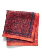 Banana Republic Mens Floral Border Silk Pocket Square Red & Navy Size One Size