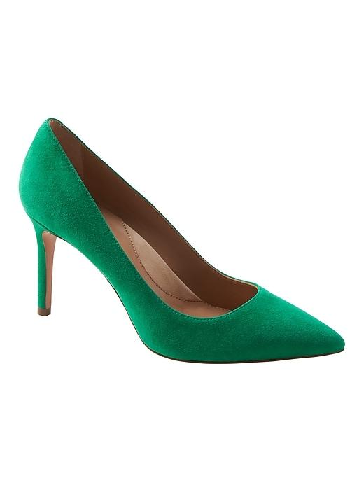 Banana Republic Womens Madison 12-hour Rounded-topline Pump Kelly Green Suede Size 10 1/2