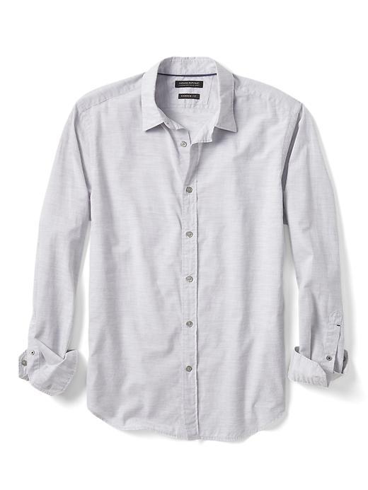 Banana Republic Mens Camden Fit Custom Wash Shirt - Light Gray