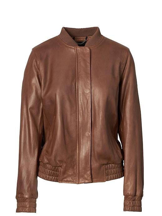 Banana Republic Womens Leather Bomber Brown Size S