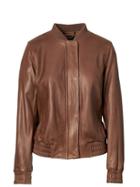 Banana Republic Womens Leather Bomber Brown Size S