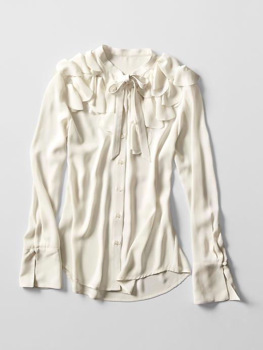 Banana Republic Womens Lightweight Elsie Flutter Blouse Size L - Snow Day