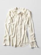 Banana Republic Womens Lightweight Elsie Flutter Blouse Size L - Snow Day