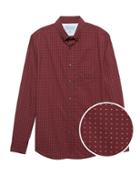 Banana Republic Mens Camden Standard-fit Luxe Poplin Paisley Shirt Burgundy Red Size L