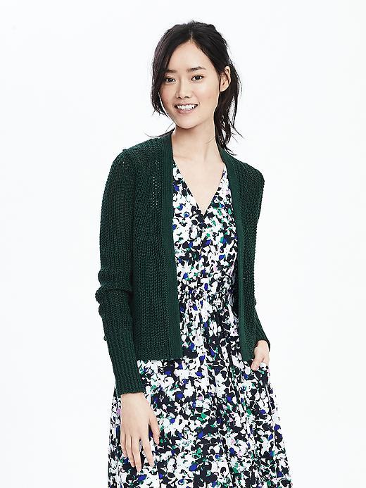 Banana Republic Womens Italian Linen Open Cardigan Size M - Green