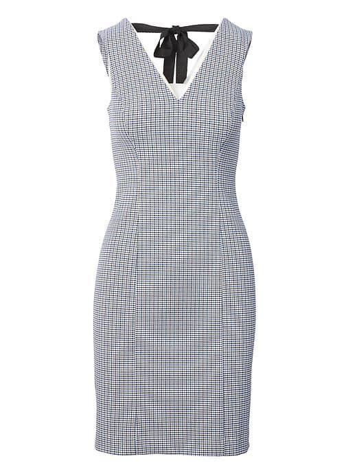 Banana Republic Womens Check Tie Back Sheath Dress - Deep Royal Blue Check