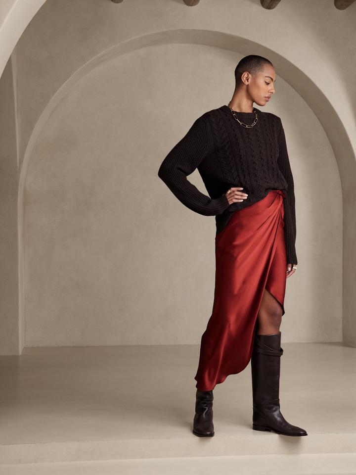 Petite Danae Silk Draped Skirt