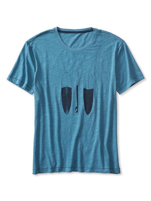 Banana Republic Surfboard Graphic Tee Size L Tall - Seascape Blue