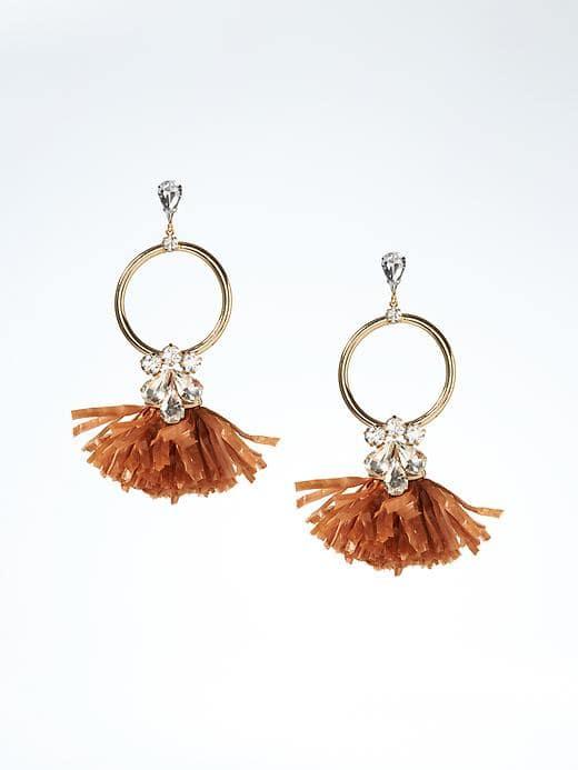 Banana Republic Raffia Hoop Earrings - Tan